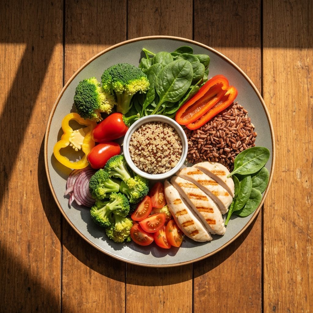 Balanced nutrition with fresh vegetables and fruits